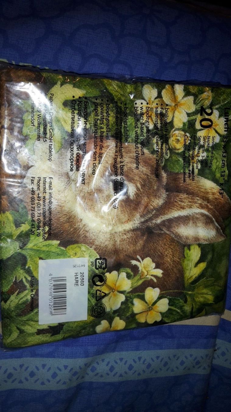 Servietten: 20 Servietten Hase b8 – Neu und originalverpackt aus Schwarzenburg von Flamingo07 1