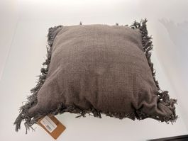 Kissenbezug braun mit Fransen 50x50cm neu