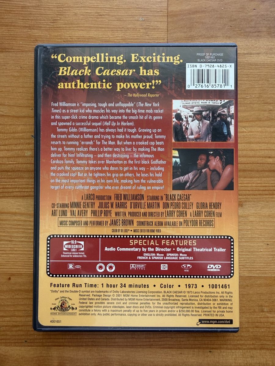 Tutti i DVDs: DVD film Black Caesar de Larry Cohen – Usato da Chêne-Bougeries venduto da PPP1224 1