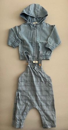 Ensemble veste et salopette bébé bleu à carreaux T 6m