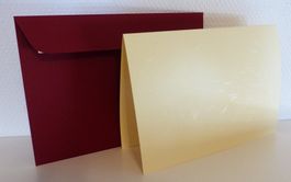 Set Artoz beige/dunkelrot C5, je 13 x Doppelkarte/Kuvert