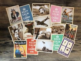 16 Stk Postkarten Retro Karten Vintage Look Pinup Army