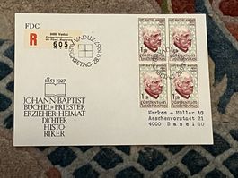 1 Erstagsbrief LI Einschreiben Viererblock 1967