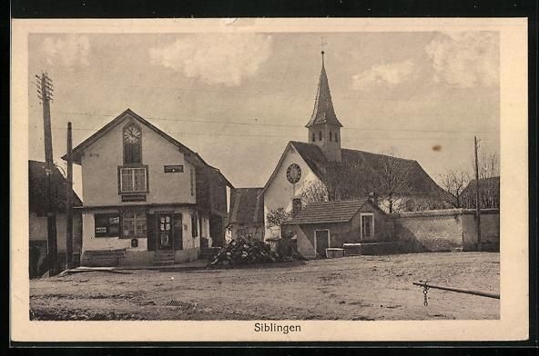 Cartoline postali: Siblingen, Ortspartie mit Geschäftshaus – Usato da Berlin venduto da bartko-reher