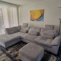 Ecksofa Cord hellgrau