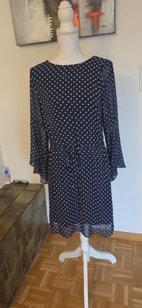 Elegantes Ralph Lauren Kleid, Gr.34, Dunkelblau mit Punktemu