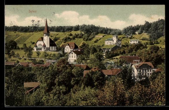 Ansichtskarten: AK Spiez, Totalansicht mit Kirche – Gebraucht aus Berlin von bartko-reher