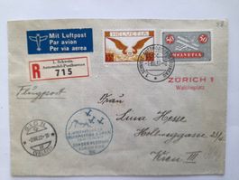 R- Sonderflug ZÜRICH > SION 2.VIII.37, SSt, nach WIEN