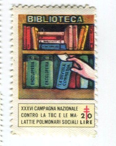 Alle Briefmarken: Briefmarke "Bibliothek". Italien – Gebraucht aus Basel von Butsch5