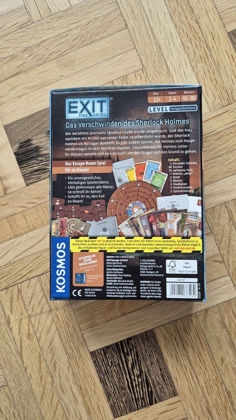 Kosmos Giochi: Kosmos - Exit Game - Sherlock – Usato da Winterthur venduto da Fleur44 1