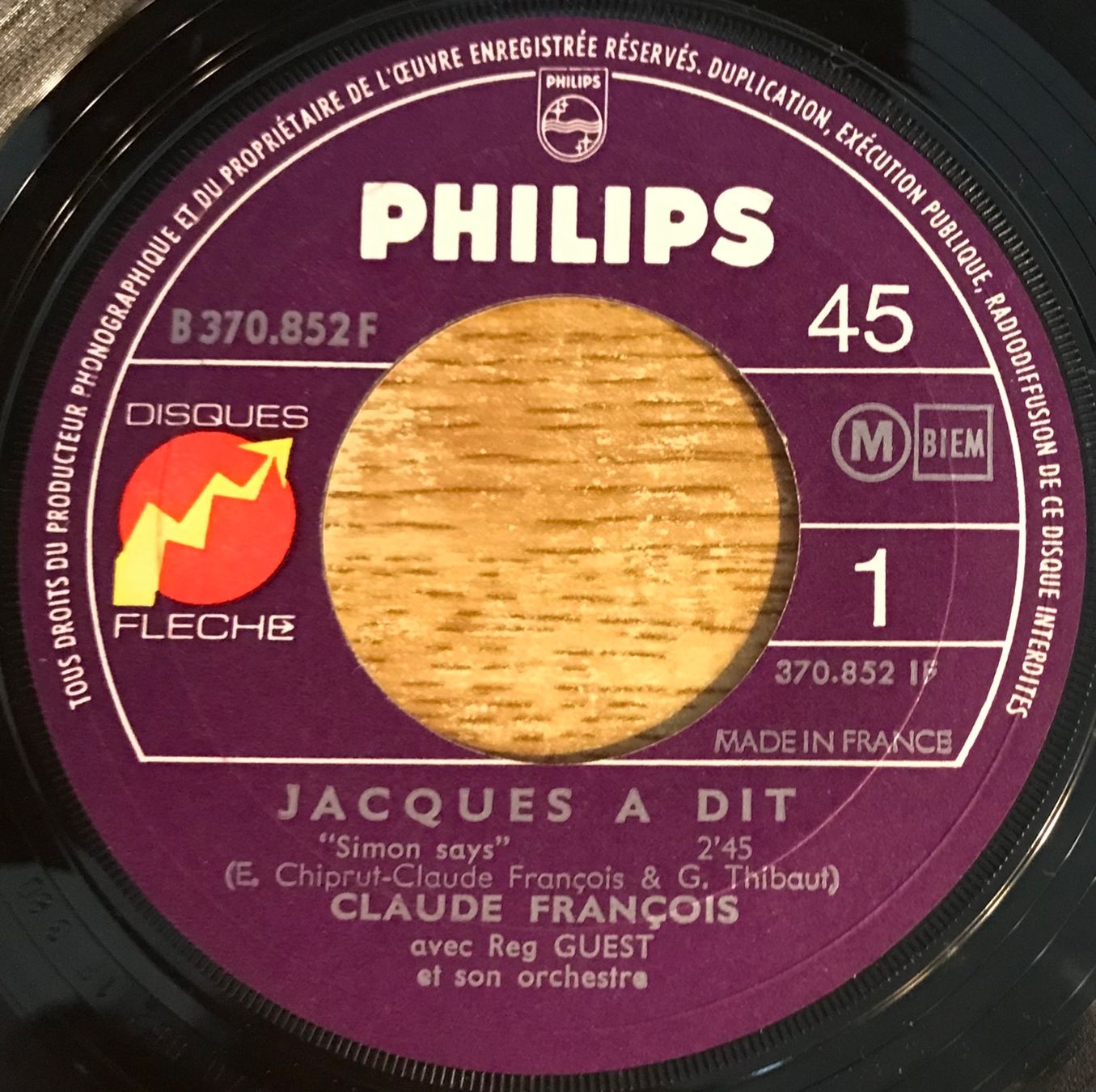 Dischi in vinile: CLAUDE FRANCOIS - JACQUES A DIT – Usato da Bussigny venduto da vinyl-pas-cher 2