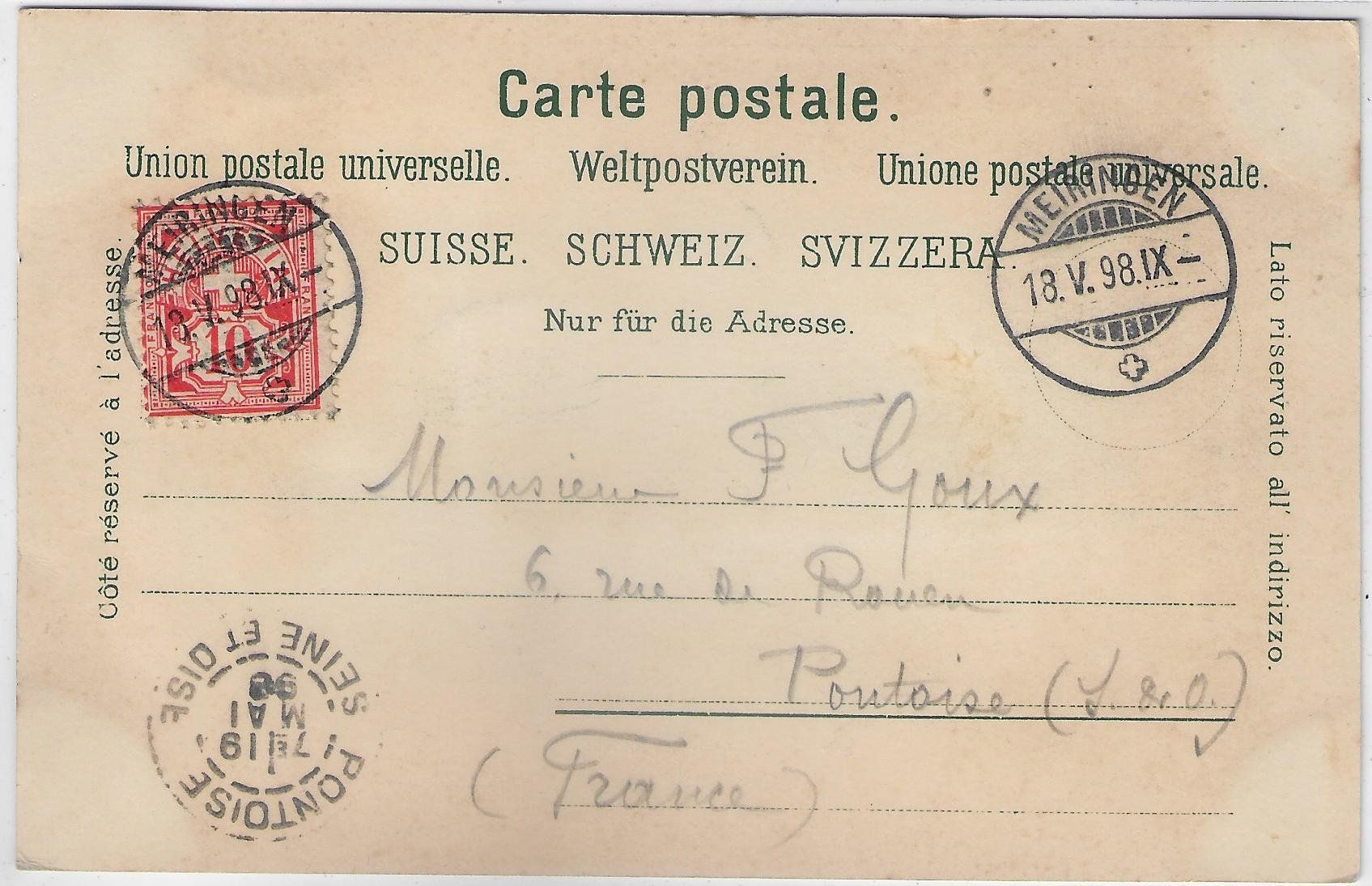 Cartoline postali: Gruss aus Meiringen - Litho 1898 – Usato da Ettingen venduto da Kartenplanet 1