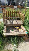 Holz Sandkasten mit Dach und Bank Sommer Spielzeug 