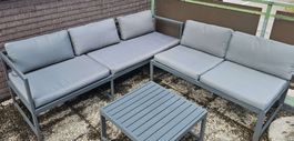 Gartenlounge grau Aluminium mit Tisch, guter Zustand 🛋️