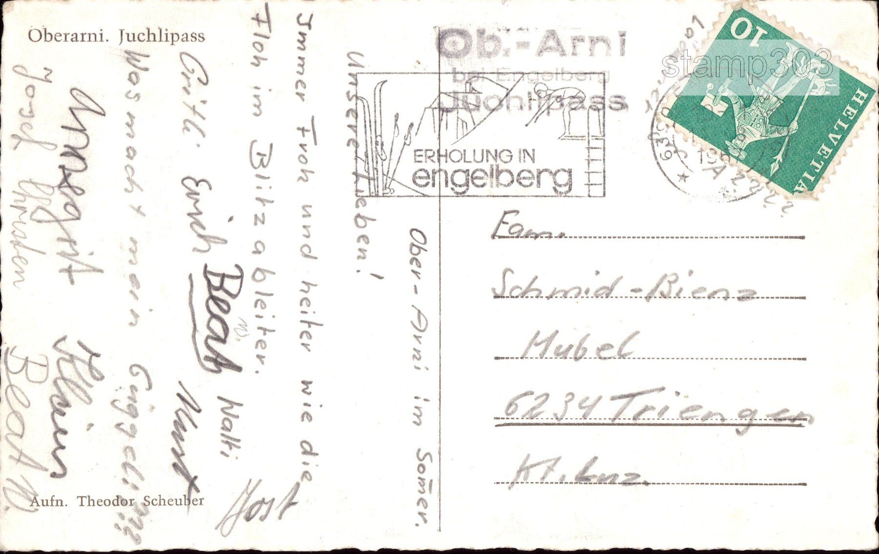 Ansichtskarten: AK 1967 Oberarni. Juchlipass – Gebraucht aus Eggersriet von glasshouse3egg 1