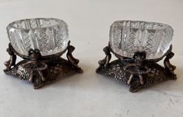 Paar antike Salznäpfchen, 800er Silber, Hanau um 1900