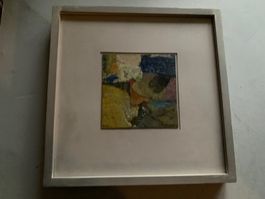Hans Dannacher – Kleines abstraktes Bild 11×11 cm, gerahmt