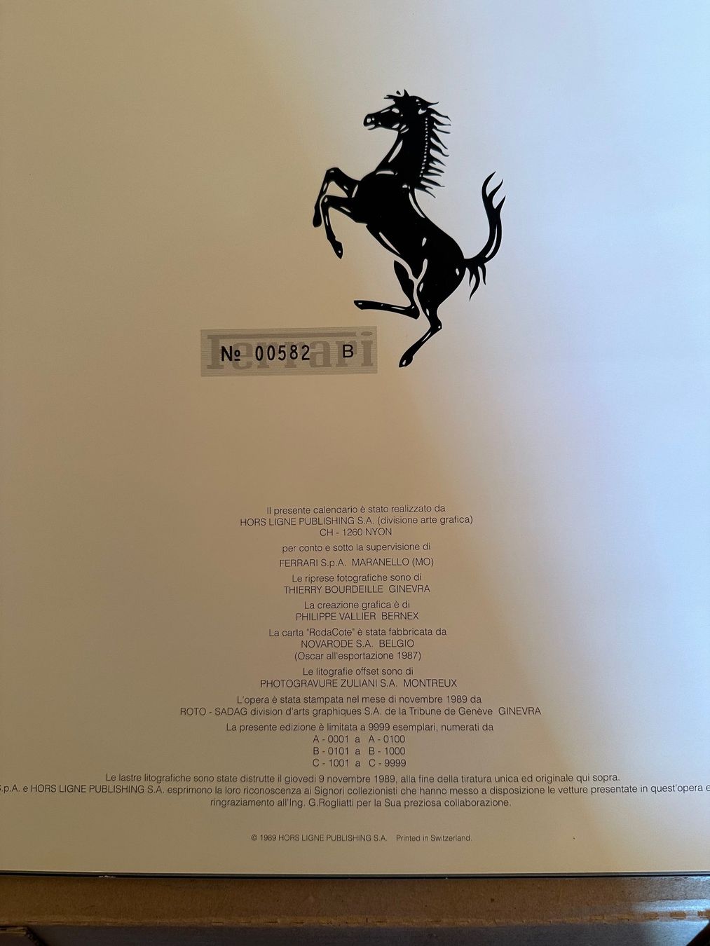 Kalender: Calendrier Ferrari de 1990 – Gebraucht aus Ste-Croix von mjmg 1