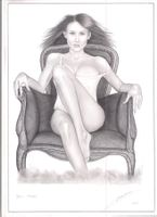 pin-up sexy dessin original à la mine de plomb (a4) signé