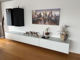 Wand-Sideboard weiss Hochglanz gebraucht gut erhalten