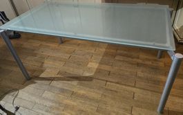 Glas Tisch Metallgestell matt Glasplatte gebraucht
