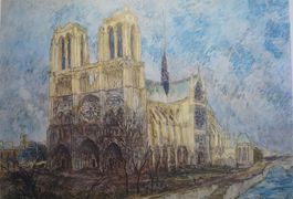 Schulwandbild Gotischer Baustil Notre Dame de Paris v. Manz