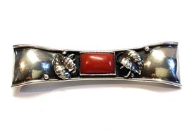 Original antike Art Deco Brosche 800 Silber und Koralle