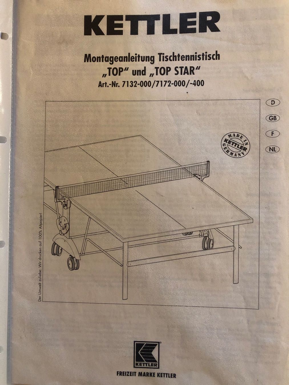 Kettler Tennis da tavolo: Tischtennistisch Kettler – Usato da Wetzikon ZH venduto da Hamarc 5