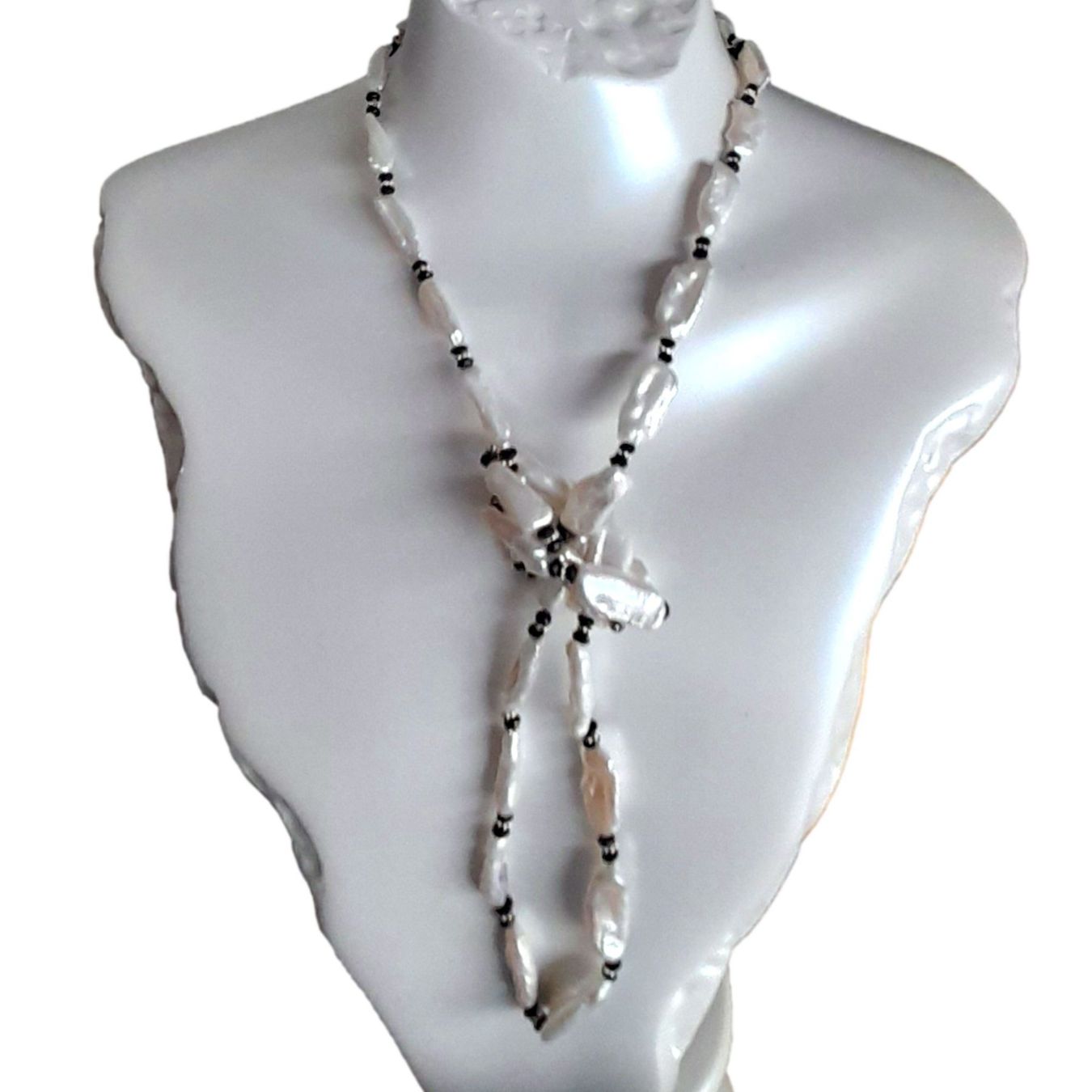 Onyx Catenine: Keshiperlen - lange Kette - 96cm - Perlen-Collier - Silber – Nuovo e nell'imballaggio originale da Lütisburg venduto da Emarra 3