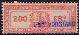 200 Fr Fiskalmarke vom Kanton WALLIS