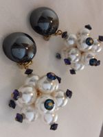 Top Vintage Perlen/Strass/Hämatit Ohrclips, 80er
