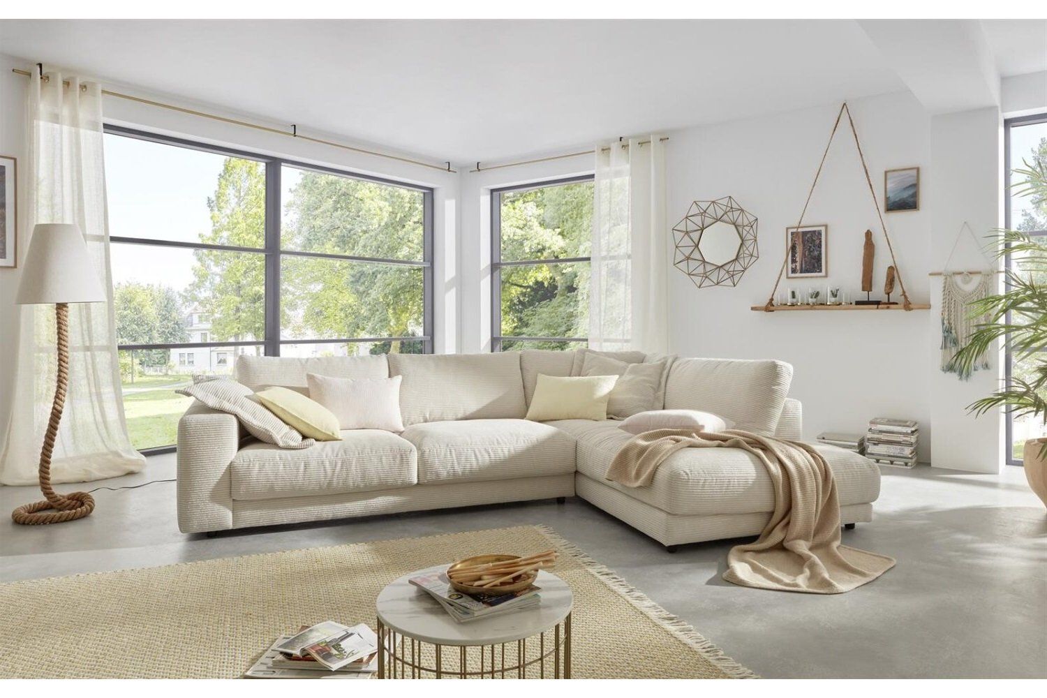 Sofas: Ecksofa High End in Cord snow Rechts – Neu und originalverpackt aus Bischofszell von deluxe-moebel