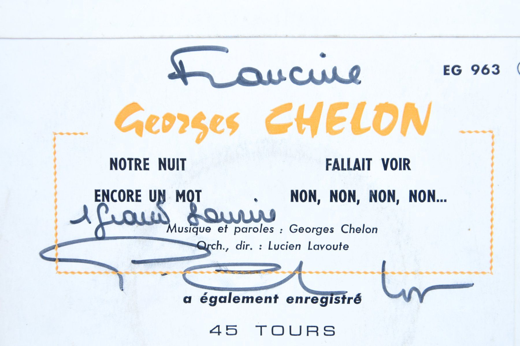 Autografi: Georges Chelon - Disque dédicacé – Usato da Belmont-sur-Yverdon venduto da ag97 1