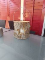 Holzlaterne mit Sternmotiv und Kerze von Globus NEU