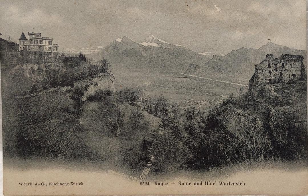 Cartoline postali: RAGAZ - Ruine und Hôtel Wartenstein – Usato da Delémont venduto da Domdom1