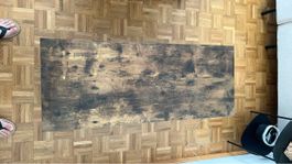 Table basse style industriel bois sombre & métal noir