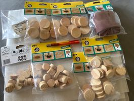 76 Holzzapfen / Konusplättchen und 2 Schleifbänder WOLFCRAFT