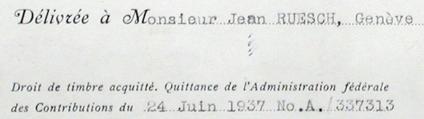 Documenti: Mercurialis SA, Genève - 1937 – Usato da Solothurn venduto da Sgasche 1
