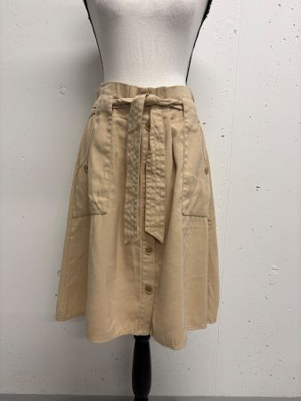 Tom Taylor Rock mit Gürtel beige Gr. 36 Lyocell knielang