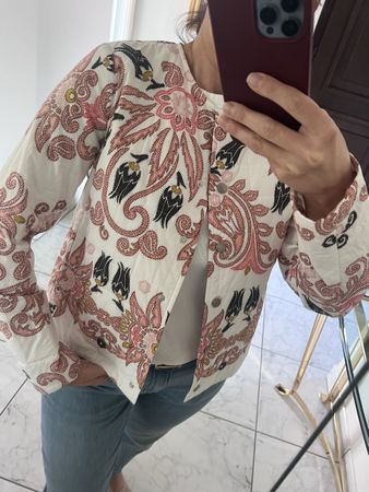Bogner Women's Jacket Size 10 Floral Spring Cotton Blend