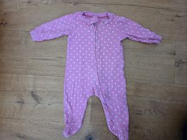Pyjama, Gr. 68 (6 Monate), Schlafanzug, Punkte, pink
