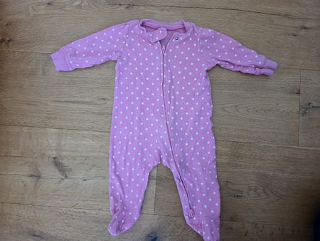 Pyjama, Gr. 68 (6 Monate), Schlafanzug, Punkte, pink