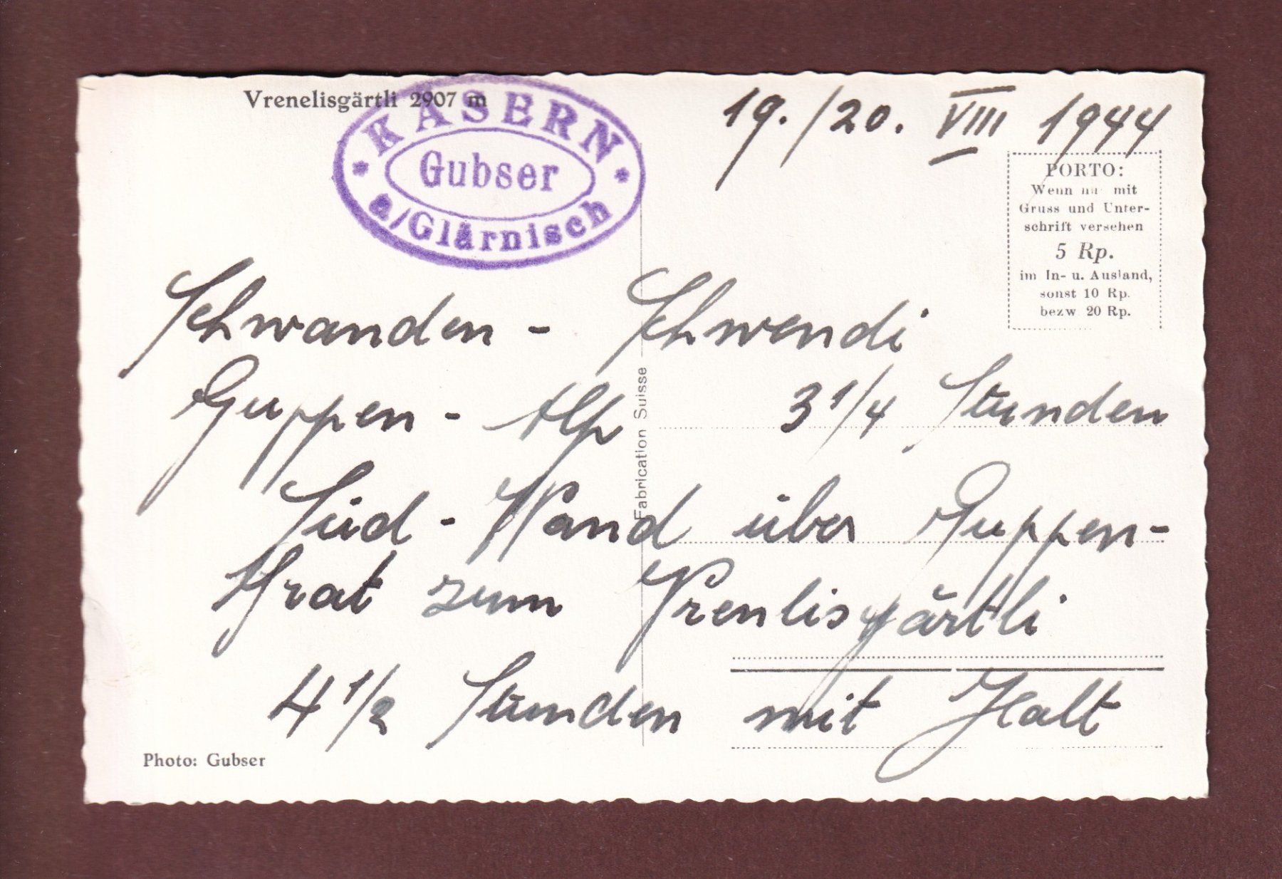 Cartes postales: VRENELISGÄRTLI - 1944 – D'occasion à Pully par nicecards-shop 1