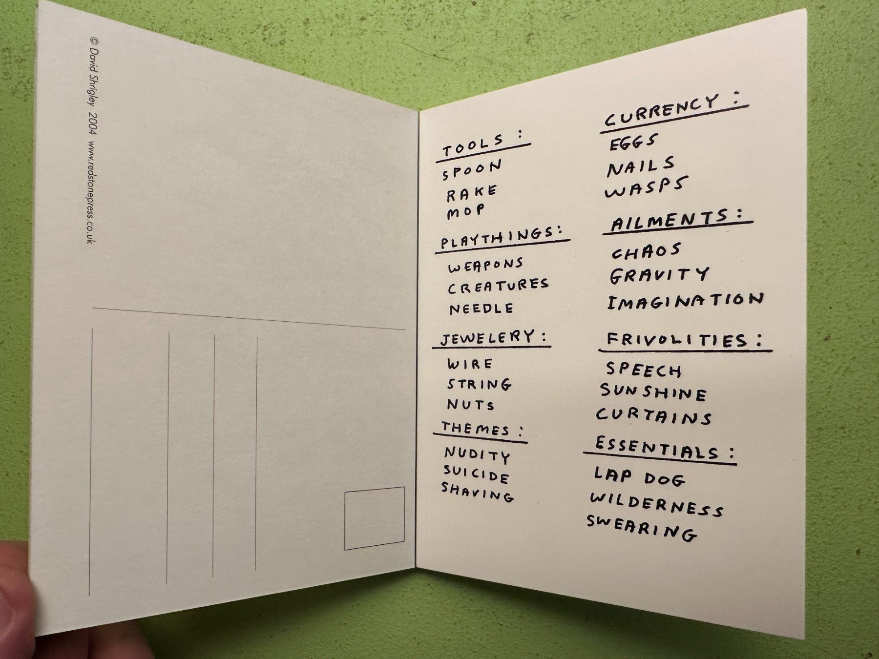 Livres: David Shrigley: Rules. 22 Postcards – D'occasion à Zürich par allp 2