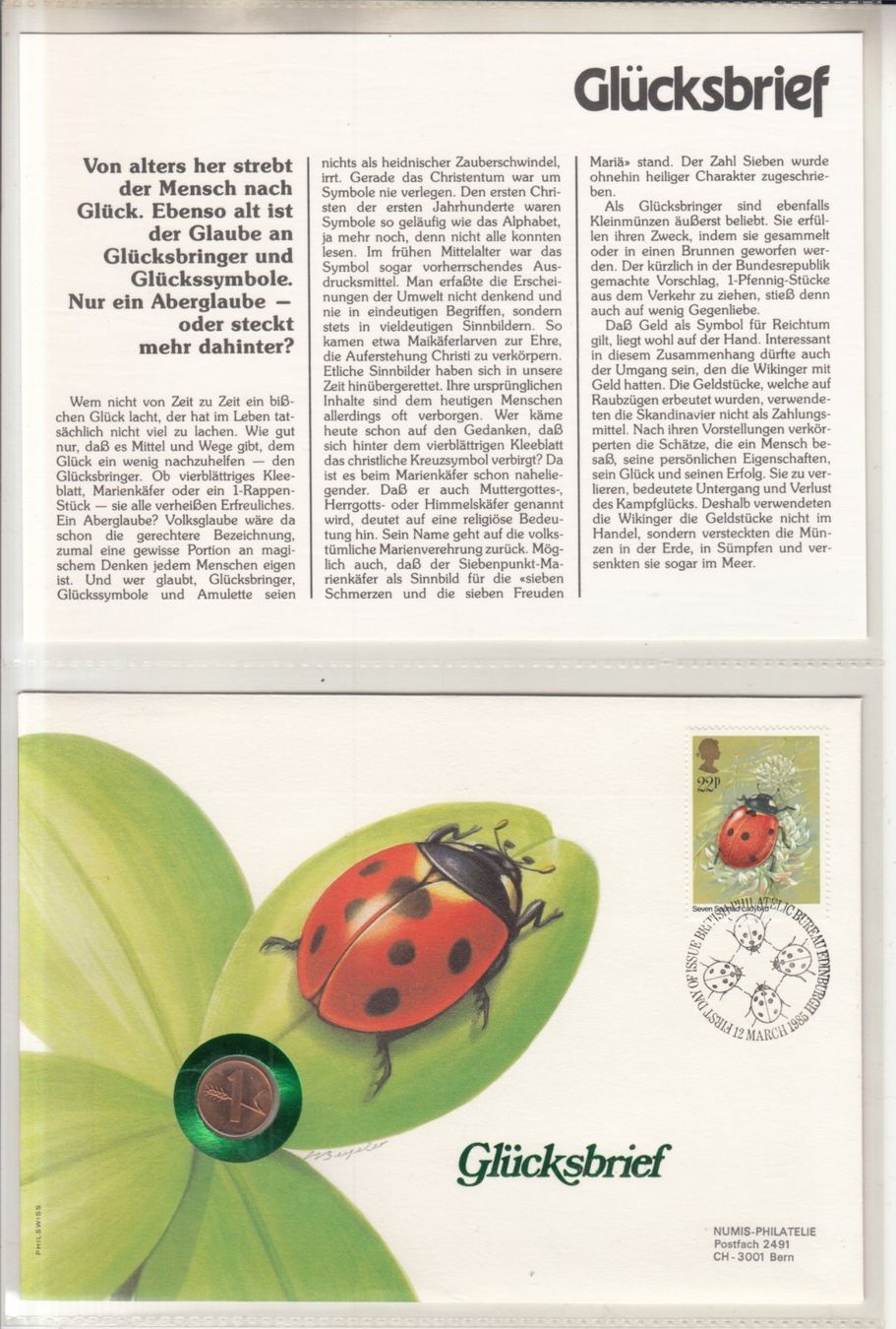 Tutti le monete: Numisbrief Glücksbrief 1985 – Usato da Bürglen TG venduto da StampGraf