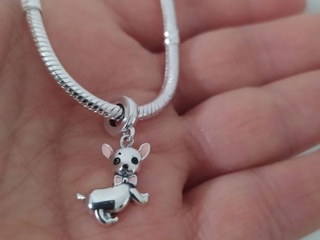 Armband mit Hunde Anhänger, 925 Silber, 19 cm Neu