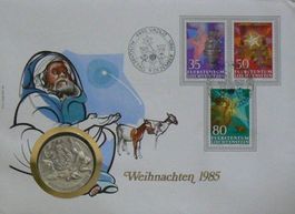 Numisbrief Weihnachten 1985 Feinsilbermünze 999.0