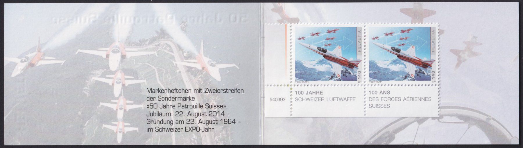 Tutti i francobolli: 2014, Nr.1494 in Markenheft "LUFTWAFFE" ungestempelt. – Usato da Sursee venduto da Luzernerraute 1