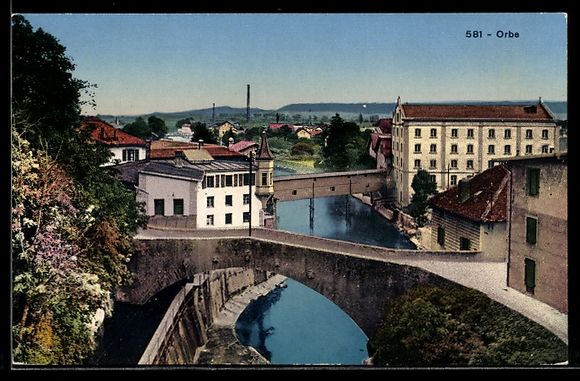 Cartoline postali: AK Orbe, Brückenpartie – Usato da Berlin venduto da bartko-reher