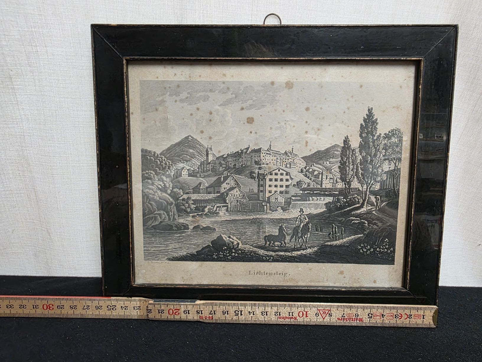 Incisioni: Originale Stich Lichtensteig, 1875, gerahmt IB Eisenring – Usato da Wolfertswil venduto da Antiko 3